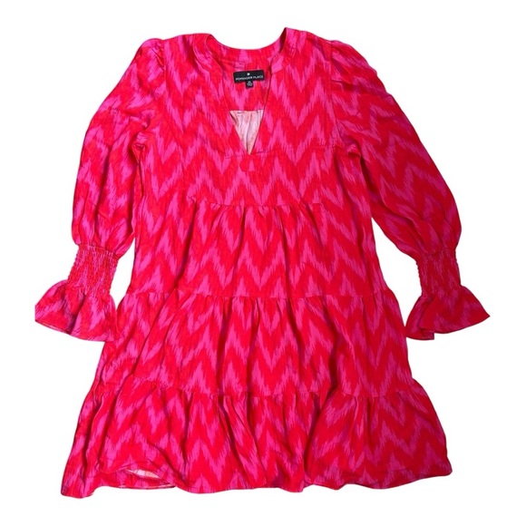 Tuckernuck Pomander Place Hot Pink Ikat Kenzo Dress Women’s Size XS Tiered - Picture 8 of 14
